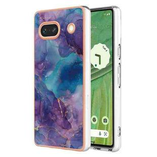 For Google Pixel 7a Electroplating Marble Dual-side IMD Phone Case(Purple 016)