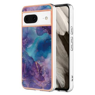 For Google Pixel 8 Electroplating Marble Dual-side IMD Phone Case(Purple 016)