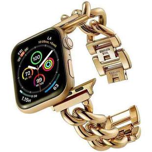 Big Denim Chain Metal Watch Band For Apple Watch 8 45mm(Gold)