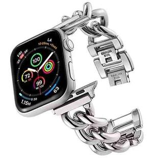 Big Denim Chain Metal Watch Band For Apple Watch 8 45mm(Silver)