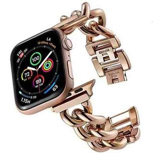 Big Denim Chain Metal Watch Band For Apple Watch 7 45mm(Rose Gold)