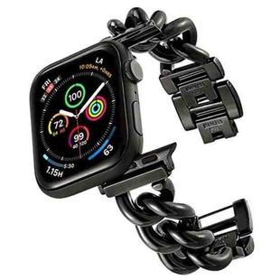 Big Denim Chain Metal Watch Band For Apple Watch 7 45mm(Black)