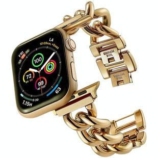 Big Denim Chain Metal Watch Band For Apple Watch 42mm(Gold)