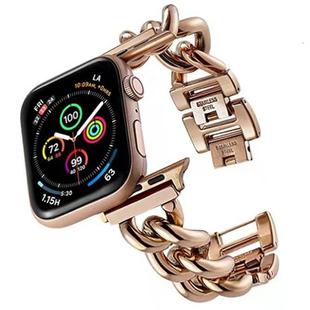 Big Denim Chain Metal Watch Band For Apple Watch 9 45mm(Rose Gold)