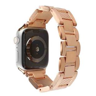 Plaid Metal Watch Band For Apple Watch SE 2022 40mm(Rose Gold)