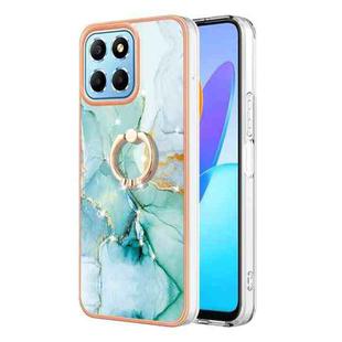 For Honor X8 5G / X6 4G Electroplating Marble IMD TPU Phone Case with Ring Holder(Green 003)