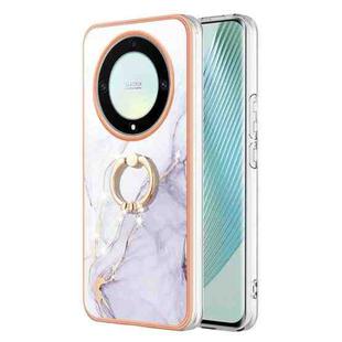 For Honor X9a / Magic5 Lite Electroplating Marble IMD TPU Phone Case with Ring Holder(White 006)