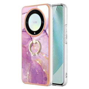 For Honor X9a / Magic5 Lite Electroplating Marble IMD TPU Phone Case with Ring Holder(Purple 001)