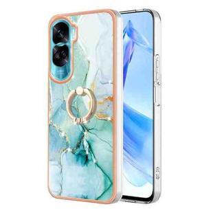 For Honor 90 Lite 5G Electroplating Marble IMD TPU Phone Case with Ring Holder(Green 003)