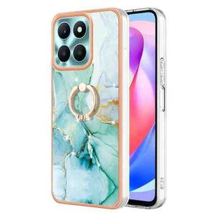 For Honor X6a Electroplating Marble IMD TPU Phone Case with Ring Holder(Green 003)