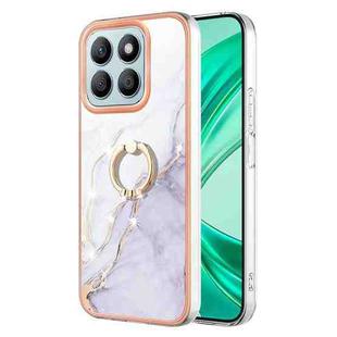 For Honor X8b Electroplating Marble IMD TPU Phone Case with Ring Holder(White 006)