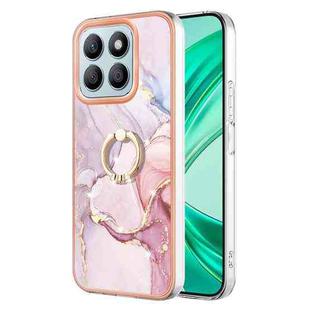 For Honor X8b Electroplating Marble IMD TPU Phone Case with Ring Holder(Rose Gold 005)