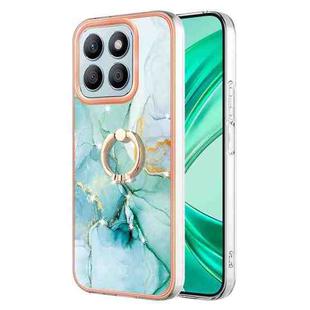 For Honor X8b Electroplating Marble IMD TPU Phone Case with Ring Holder(Green 003)