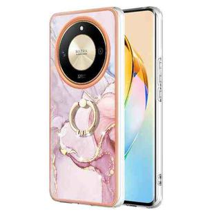 For Honor X9b Electroplating Marble IMD TPU Phone Case with Ring Holder(Rose Gold 005)