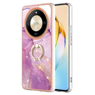 For Honor X9b Electroplating Marble IMD TPU Phone Case with Ring Holder(Purple 001)