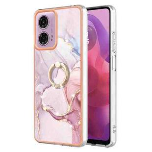 For Motorola Moto G04 4G / G24 4G Electroplating Marble IMD TPU Phone Case with Ring Holder(Rose Gold 005)