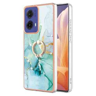 For Motorola Moto G85 Electroplating Marble IMD TPU Phone Case with Ring Holder(Green 003)