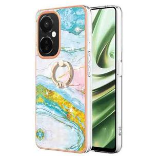 For OnePlus Nord CE 3 Lite/Nord N30/OPP0 K11x Electroplating Marble IMD TPU Phone Case with Ring Holder(Green 004)