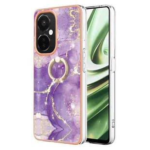For OnePlus Nord CE 3 Lite/Nord N30/OPP0 K11x Electroplating Marble IMD TPU Phone Case with Ring Holder(Purple 002)
