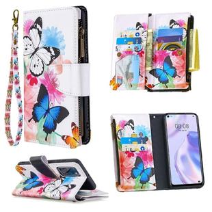 For Huawei P40 Colored Drawing Pattern Zipper Horizontal Flip Leather Case with Holder & Card Slots & Wallet(Two Butterflies)