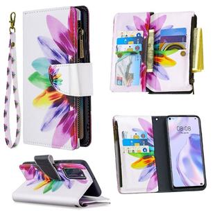 For Huawei P40 Pro Colored Drawing Pattern Zipper Horizontal Flip Leather Case with Holder & Card Slots & Wallet(Sun Flower)