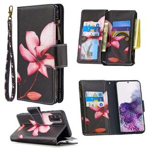 For Samsung Galaxy S20 Colored Drawing Pattern Zipper Horizontal Flip Leather Case with Holder & Card Slots & Wallet(Lotus)