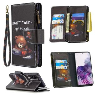 For Samsung Galaxy S20+ Colored Drawing Pattern Zipper Horizontal Flip Leather Case with Holder & Card Slots & Wallet(Bear)