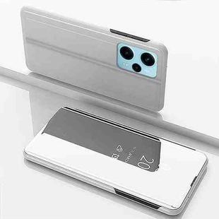For Xiaomi Poco F5 Plated Mirror Kickstand Flip Leather Phone Case(Silver)