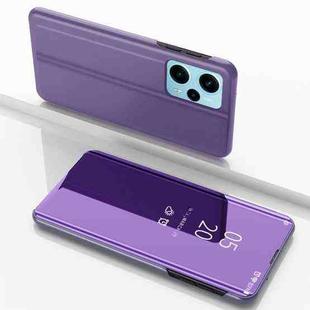For Xiaomi Poco F5 Plated Mirror Kickstand Flip Leather Phone Case(Purple Blue)