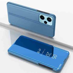 For Xiaomi Poco F5 Plated Mirror Kickstand Flip Leather Phone Case(Blue)