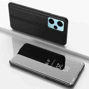 For Xiaomi Poco F5 Plated Mirror Kickstand Flip Leather Phone Case(Black)
