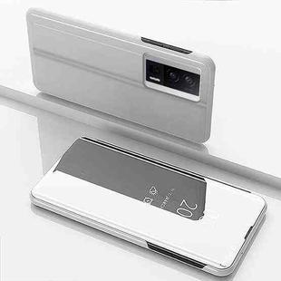 For Xiaomi Poco F5 Pro Plated Mirror Kickstand Flip Leather Phone Case(Silver)