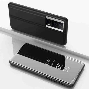 For Xiaomi Poco F5 Pro Plated Mirror Kickstand Flip Leather Phone Case(Black)