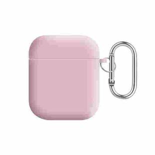 For AirPods 2 / 1 PC Lining Silicone Bluetooth Earphone Protective Case(Sandy Pink)