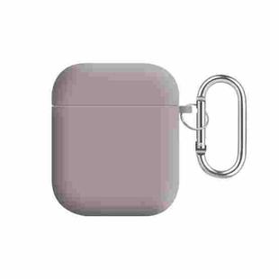 For AirPods 2 / 1 PC Lining Silicone Bluetooth Earphone Protective Case(Pebble Grey)