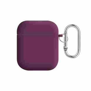 For AirPods 2 / 1 PC Lining Silicone Bluetooth Earphone Protective Case(Rose Purple Red)