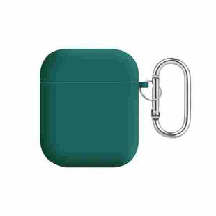 For AirPods 2 / 1 PC Lining Silicone Bluetooth Earphone Protective Case(Dark Green)