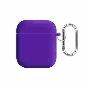 For AirPods 2 / 1 PC Lining Silicone Bluetooth Earphone Protective Case(Dark Purple)