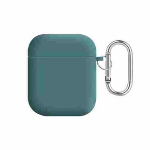 For AirPods 2 / 1 PC Lining Silicone Bluetooth Earphone Protective Case(Pine Needle Green)