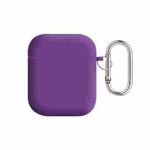 For AirPods 2 / 1 PC Lining Silicone Bluetooth Earphone Protective Case(Purple)