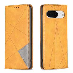 For Google Pixel 8 Rhombus Texture Magnetic Leather Phone Case(Yellow)