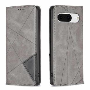 For Google Pixel 8 Rhombus Texture Magnetic Leather Phone Case(Grey)