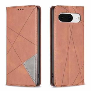 For Google Pixel 8 Rhombus Texture Magnetic Leather Phone Case(Brown)