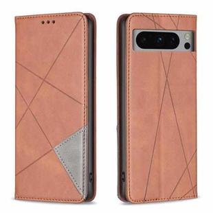 For Google Pixel 8 Pro Rhombus Texture Magnetic Leather Phone Case(Brown)