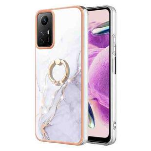 For Xiaomi Redmi Note 12S 4G Electroplating Marble IMD TPU Phone Case with Ring Holder(White 006)