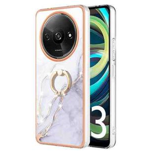 For Xiaomi Redmi A3 Electroplating Marble IMD TPU Phone Case with Ring Holder(White 006)