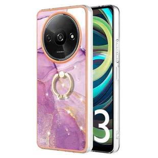 For Xiaomi Redmi A3 Electroplating Marble IMD TPU Phone Case with Ring Holder(Purple 001)
