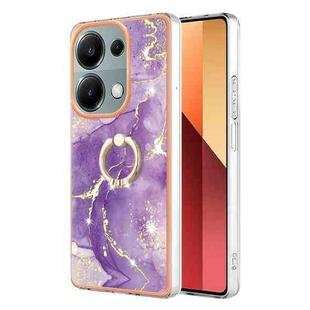For Xiaomi Redmi Note 13 Pro 4G/Poco M6 Pro 4G Electroplating Marble IMD TPU Phone Case with Ring Holder(Purple 002)
