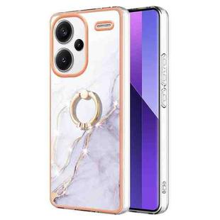 For Xiaomi Redmi Note 13 Pro+ 5G Electroplating Marble IMD TPU Phone Case with Ring Holder(White 006)