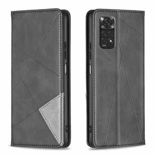 For Xiaomi Redmi Note 12S 4G / Note 11  Rhombus Texture Magnetic Leather Phone Case(Black)